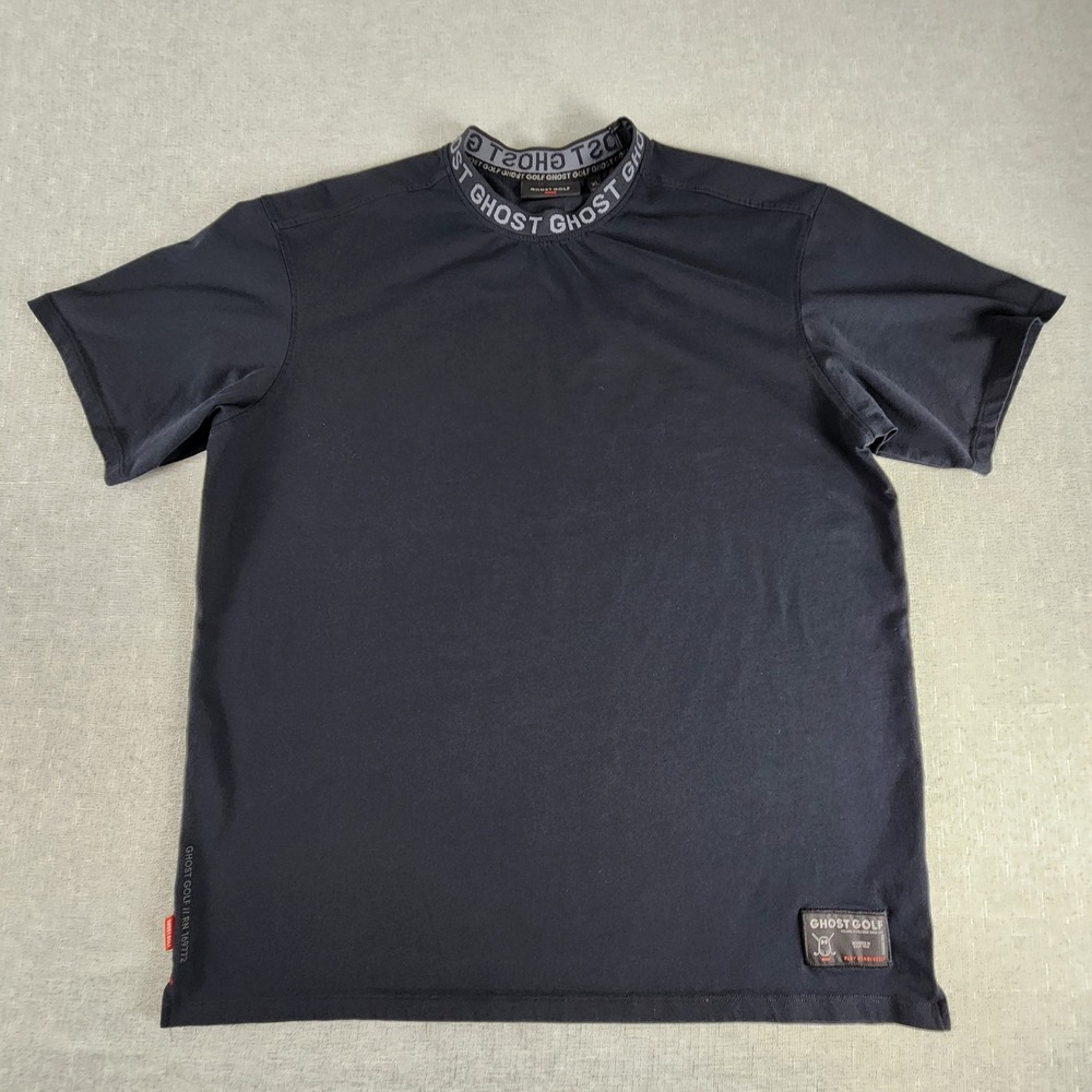 Ghost Golf Pinnacle Mock Neck Shirt Mens XL Black Jacquard Performance Short Slv